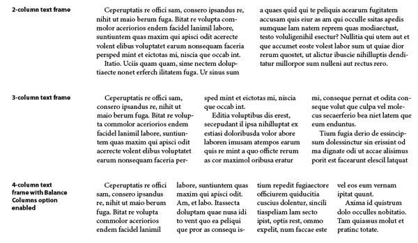 InDesign object styles column number width