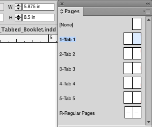 InDesign pages menu trim size tabbed pages