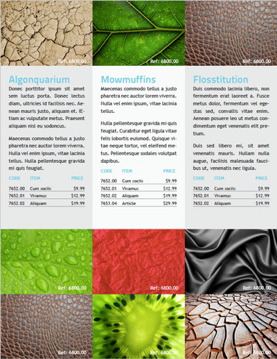 InDesign flexible product catalog product listing