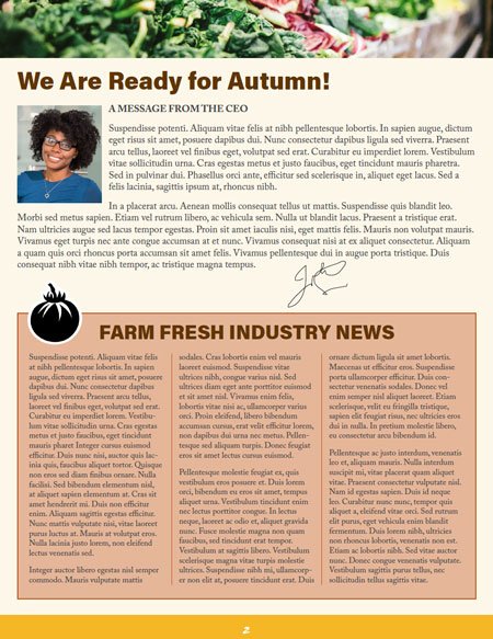 InDesign employee newsletter template farm news