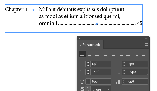 using a negative last line right indent