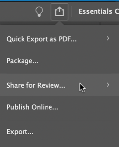 InDesign Share menu