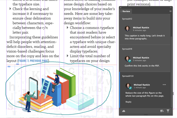 InDesign Share for Review interface
