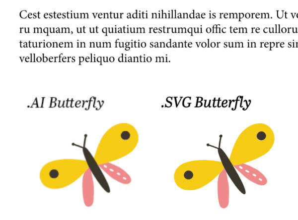 Two images comparing screen image quality of images of butterflies