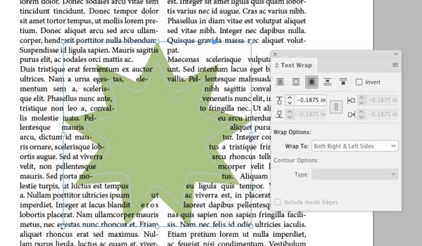 Green starburst graphic wrapped with -.1875 in. offset, superimposing edges of starburst on text.