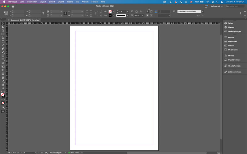 Adobe InDesign 2021 using German interface