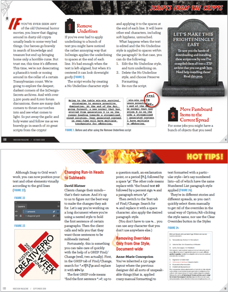Thumbnails of features ("Scripts from the Crypt" and "Hot Tips"
