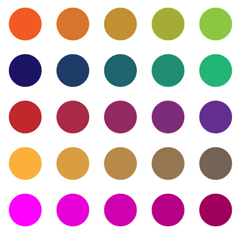 circles filled with colors made from blends in Adobe Illustrator