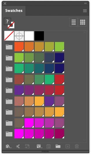 Groups of swatches created from blends in Adobe Illustrator