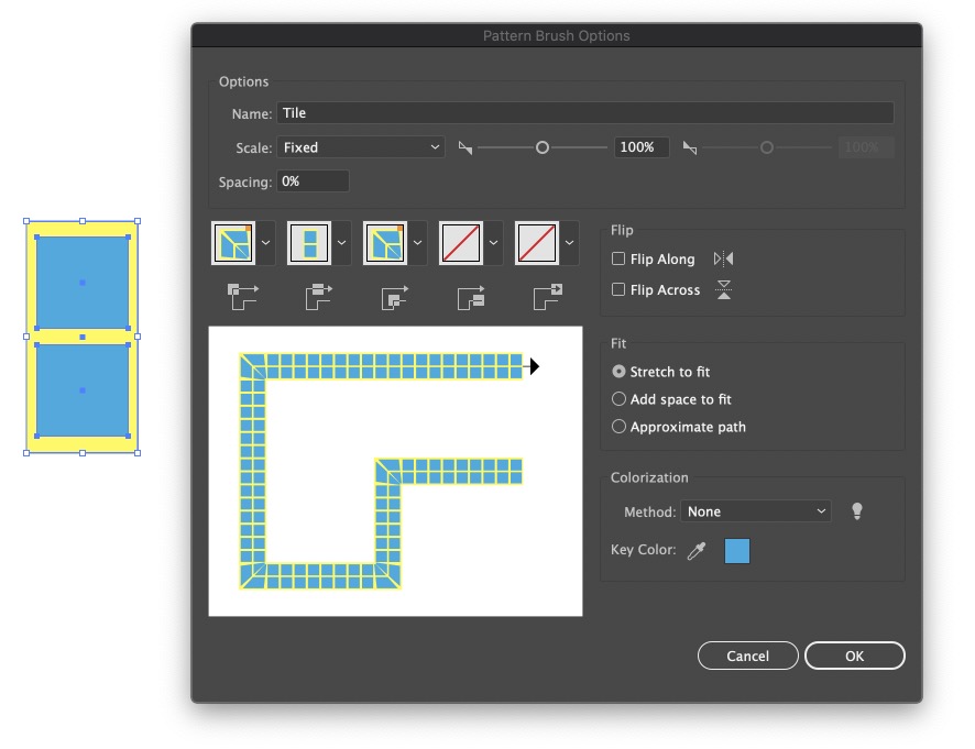 Shot of Pattern Bush Options dialog with mosaic tile design