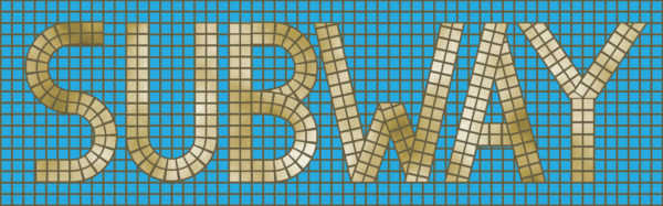 "SUBWAY" layer with gold gradient effect
