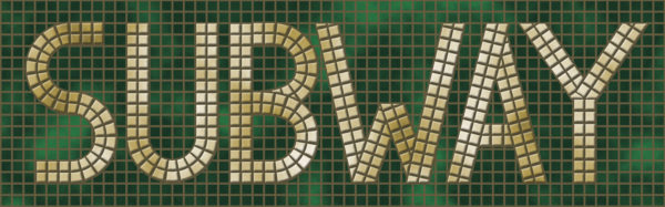 Green background SUBWAY sign with random color effect