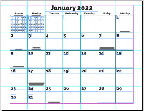 Full page of calendar January 2022.