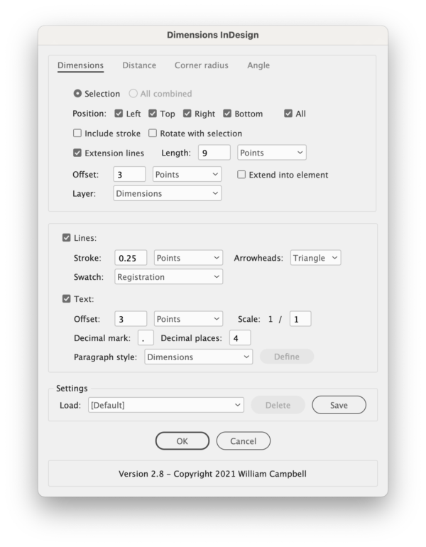 Dialog of Dimensions InDesign