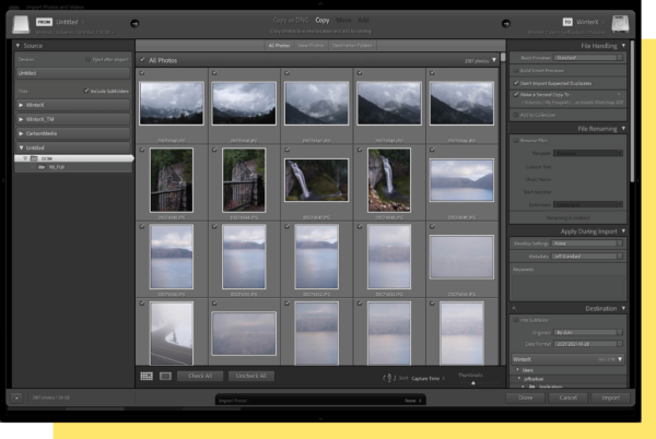 Window showing multiple editable aspects of photos in a collection