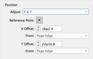 Position: Adjust X & Y with Reference Point center dot selected