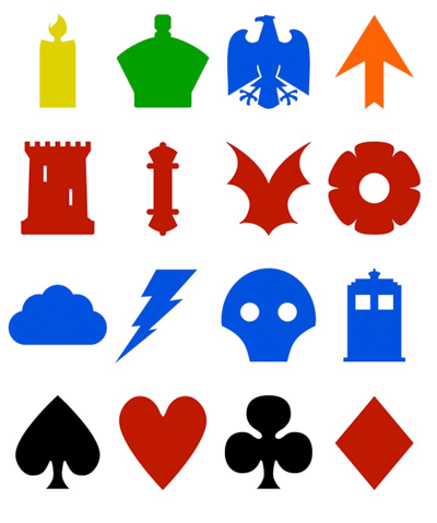 16 color icons of medieval gamer iconography