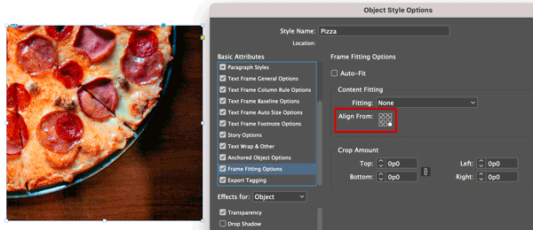 InDesign object style aligning image to bottom right of frame