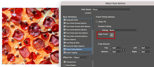 InDesign object style aligning image to center of frame