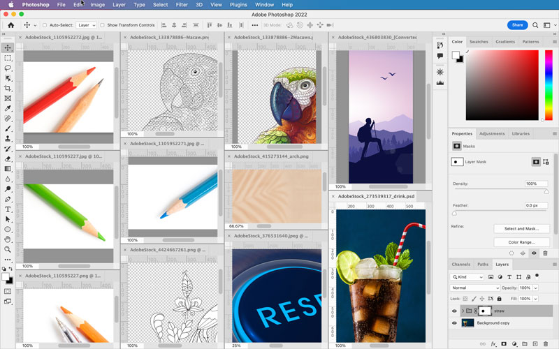 tiled view of Photoshop documents