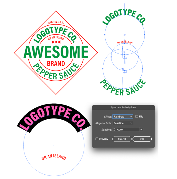 Logo for "Awesome Pepper Sauce" with text on circles above and below.
