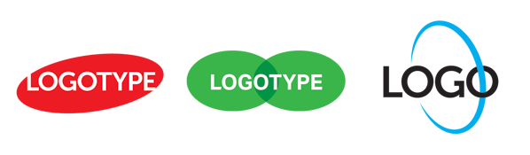 Word "logotype" in white caps, superimposed on two green overlapping ovals