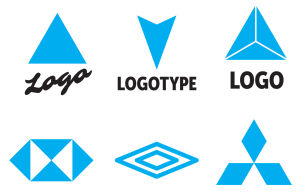 Examples of logos with triangles and diamonds