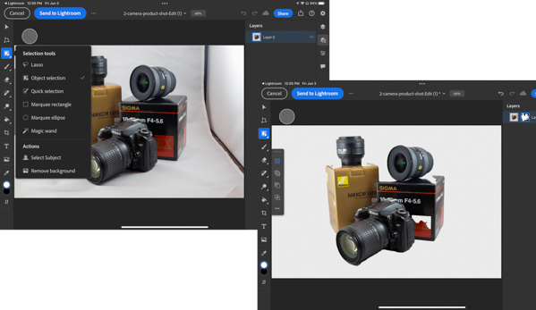 Sequence of Photoshop screen shots shows use of remove background