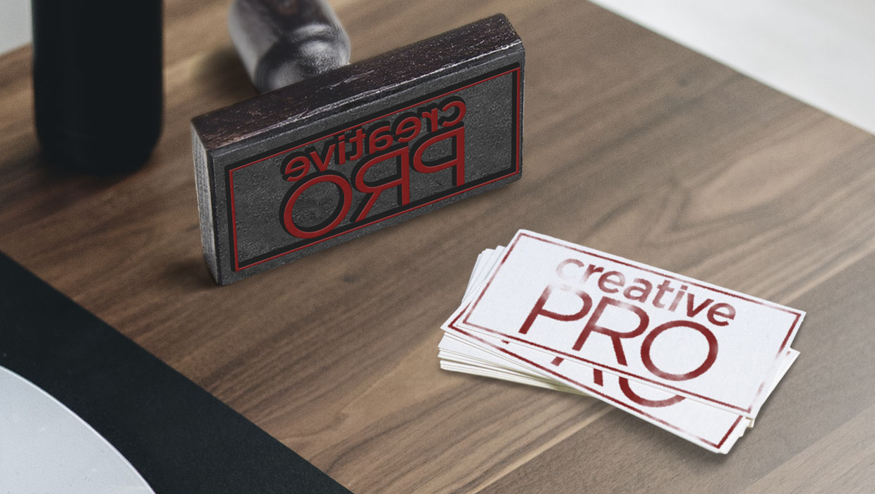customizable Photoshop template for a rubber stamp effect