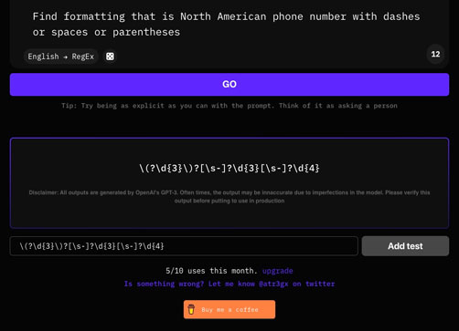 AutoRegex dialog box
