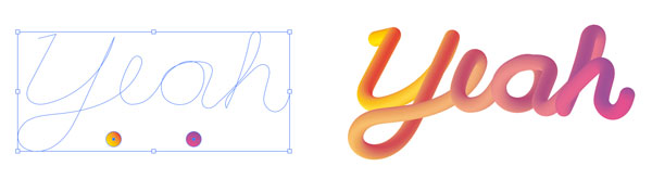 Objects set up for creating the blend with a custom spine (left) and the result (right)