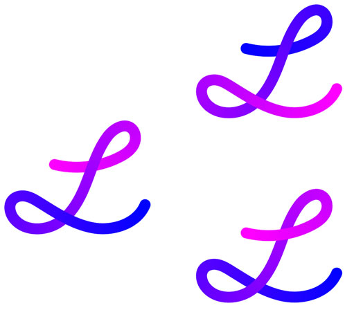 The original blend (left), after choosing Reverse Spine (top right), and after choosing Reverse Front to Back (bottom right)