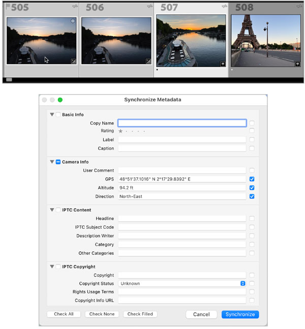 syncing photo metadata in Lightroom