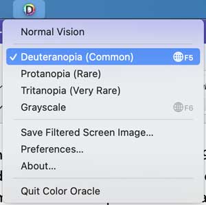 Color Oracle menu