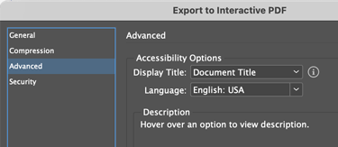 Export to Interactive PDF settings in InDesign