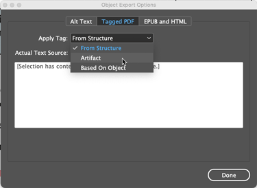 artifacting an object in InDesign with the Object Export Options dialog box