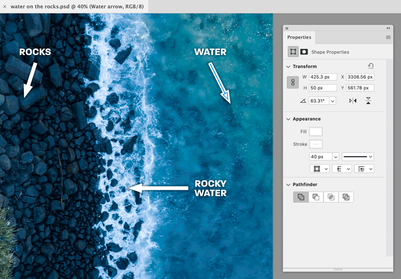 Arrows photoshop rocks water