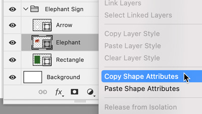 copying shape attributes in Photoshop