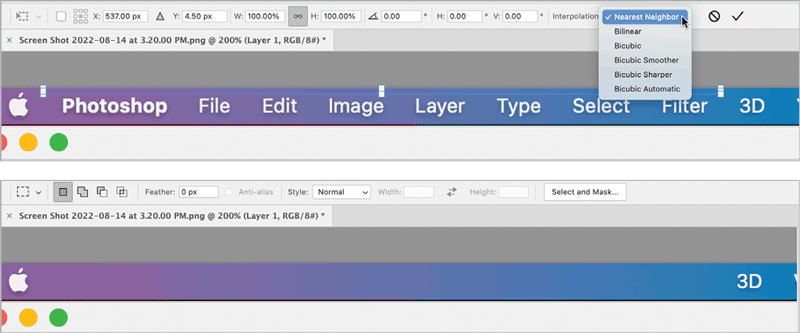 Using Nearest Neighbor as the interpolation method in Photoshop