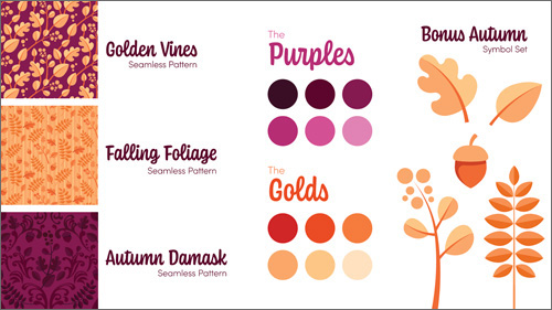 Illustrator downloadable Fall Foliage swatches and symbols