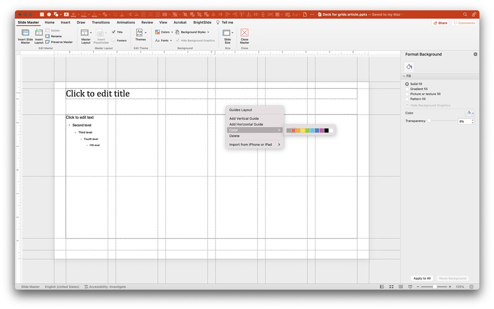 changing guide colors in PowerPoint