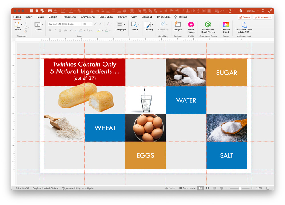 PowerPoint presentation designed with custom grids