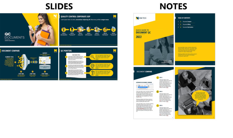 Image shows four visually compatible notes that correspond to the slides the pages accompany and complement