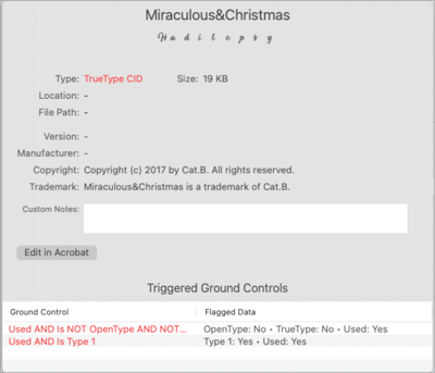 Screenshot shows use of font Miraculous & Christmas