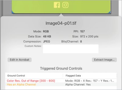 Screen of details for image shows buttons "Edit in Acrobat" and "Extract Image...."