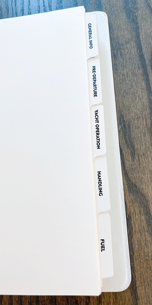 Tab dividers mark multiple sections of complex technical material.