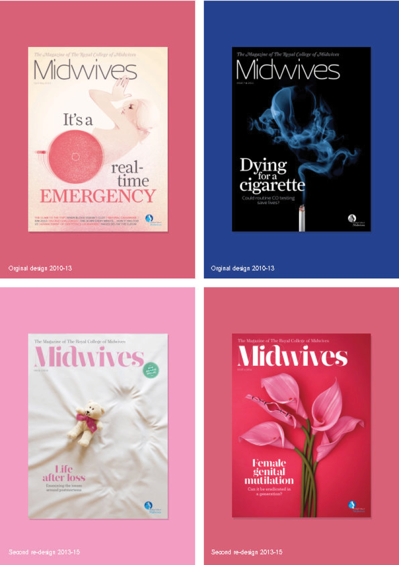 four covers from Midwives Magazine