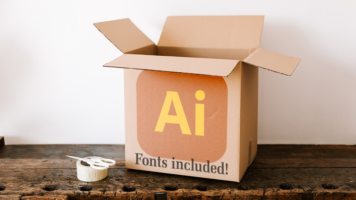 Adobe Illustrator package file including fonts from Photoshop