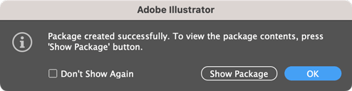 Illustrator offers the option to view a package immediately after it's created.