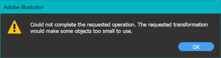 Adobe Illustrator scaling error: objects too small to use